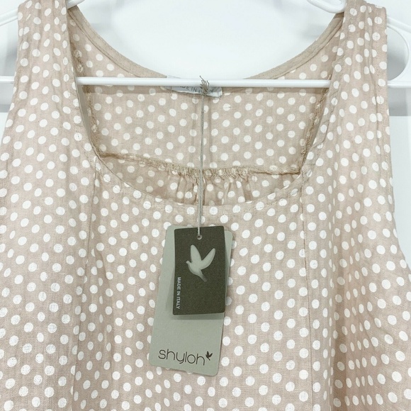 Shyloh Beige Polka Dot Sleeveless Linen Midi Dress - Picture 2 of 7